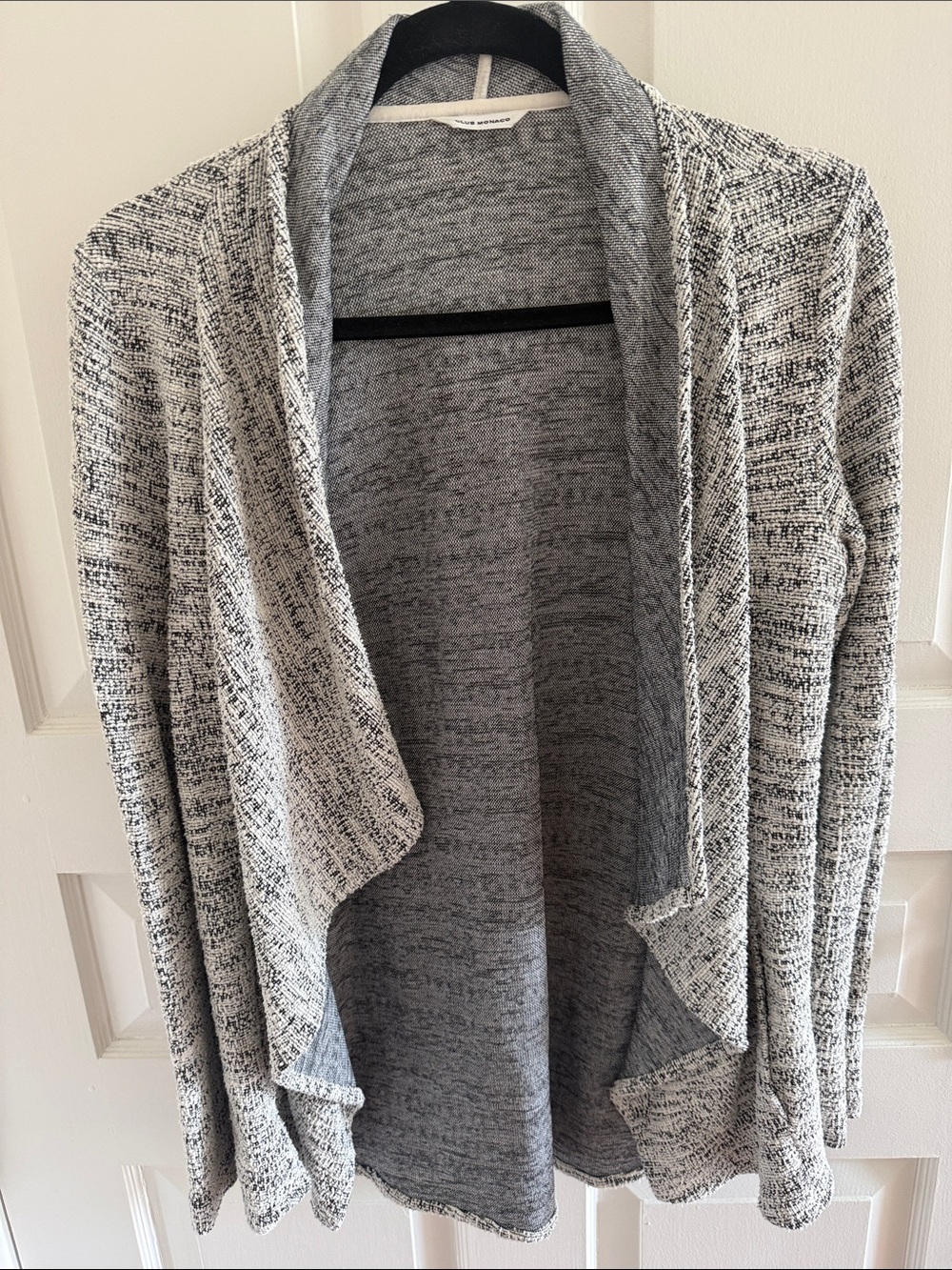 Club Monaco Heathered Light Gray Open-Front Waterfall Cardigan